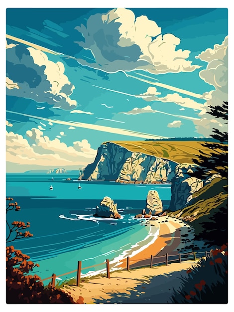 L'île De Wight Anob Affiche De Voyage Vintage Souvenir Carte Postale Peinture De Portrait Illustration Wpa