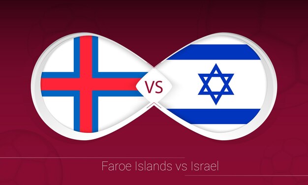 Îles Féroé Contre Israël En Compétition De Football, Icône Du Groupe F. Versus Sur Fond De Football. Illustration Vectorielle.