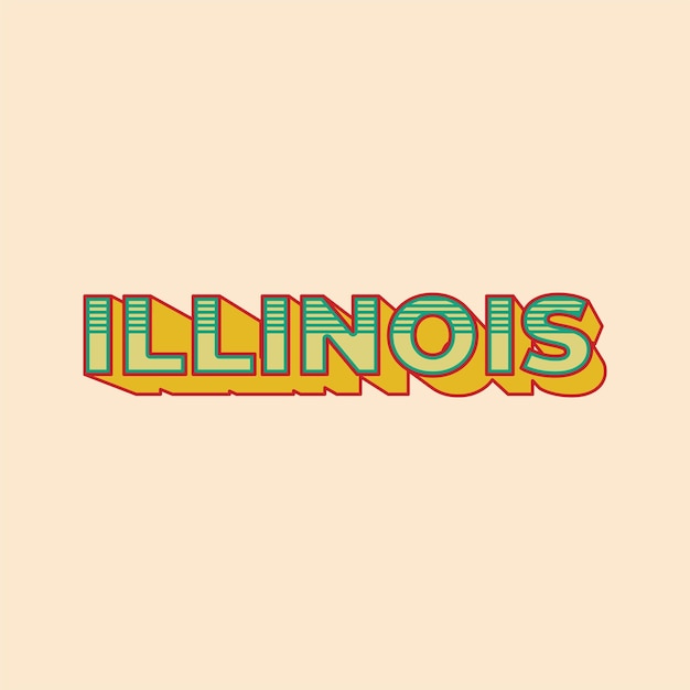 Illionois State Country Vector Retro Vintage Lettrage Design