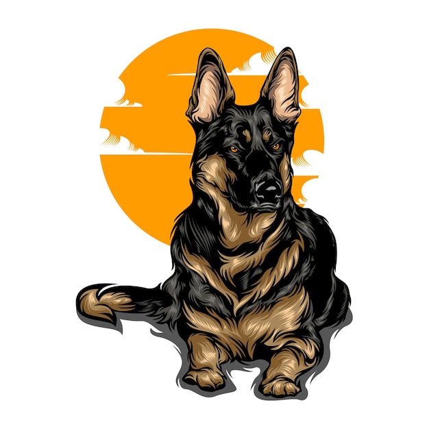 Vecteur illuatration de chien avec une couleur unie