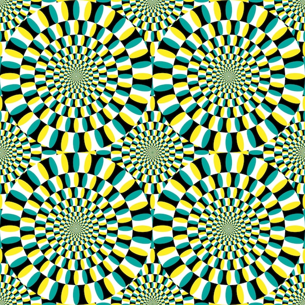 Illusion d'optique Cercles concentriques qui incitent l'œil à voir un mouvement de rotation Vecteur EPS10