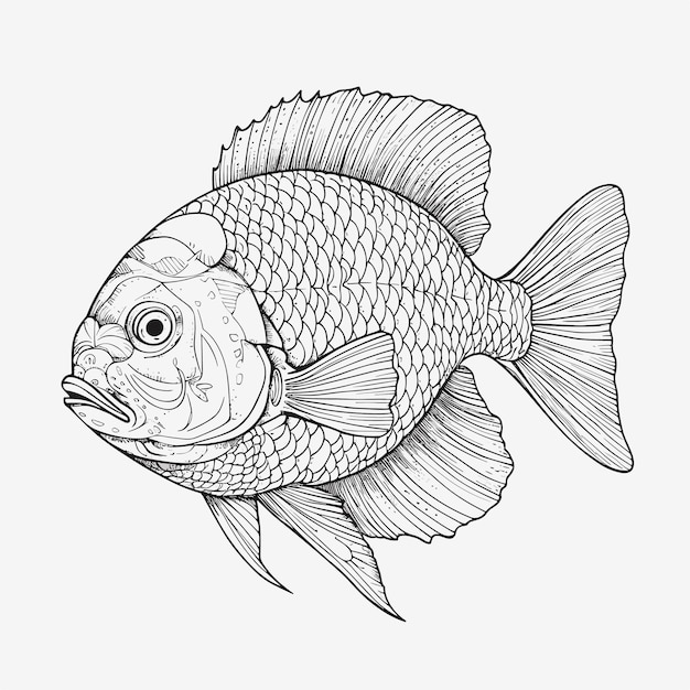 illustartion livre de coloriage page poisson