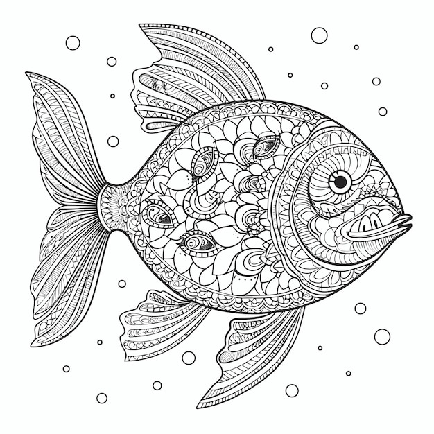 Illustartion Livre De Coloriage Page Poisson