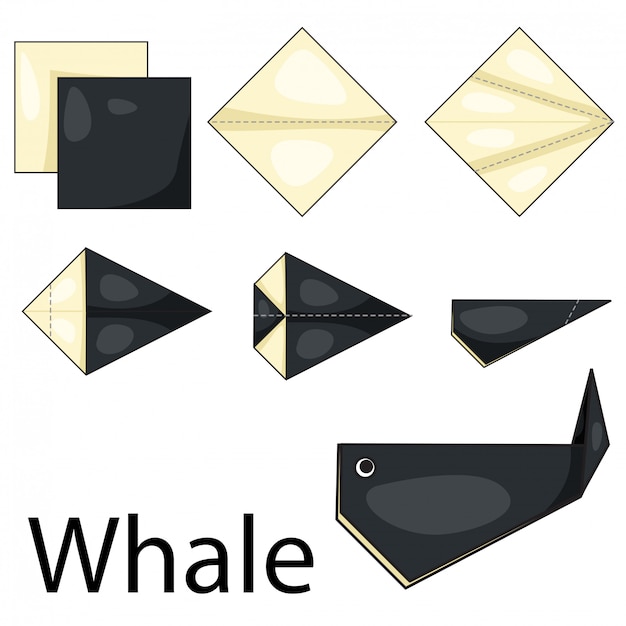 Vecteur illustrateur de baleine origami