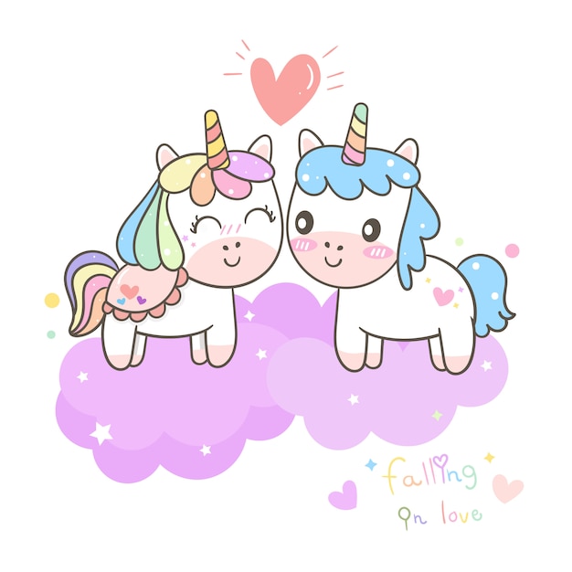 Illustrateur De Couple De Dessin Animé De Licorne