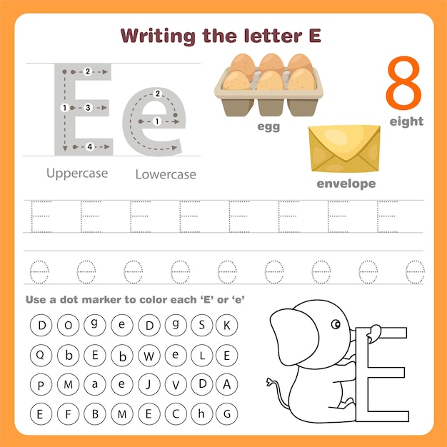 Illustrateur de l'écriture de la feuille de calcul de la lettre e