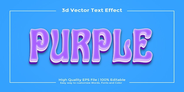 Illustrateur d'effets de style de texte modifiable en violet 3D modèle de vecteur 8722