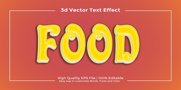 Vecteur illustrateur d'effets de style de texte modifiables pour les aliments conception de modèles vectoriels 3d