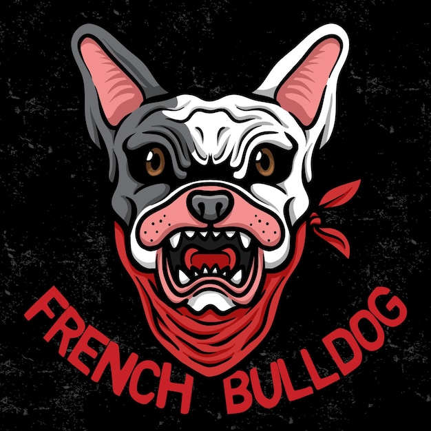 Vecteur illustrateur esport logo tête de bouledogue français