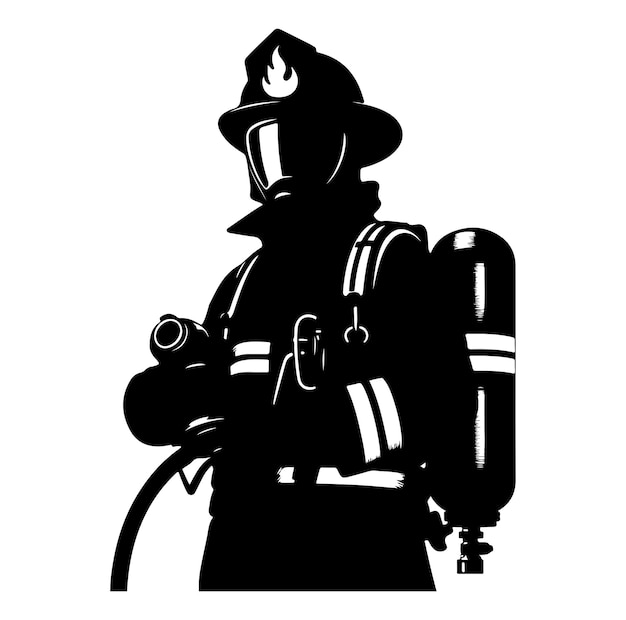 Vecteur illustrateur silhouette vectorielle des pompiers posent