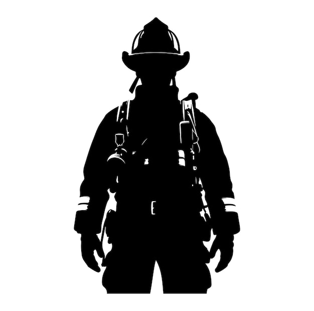 Illustrateur Silhouette Vectorielle Des Pompiers Posent