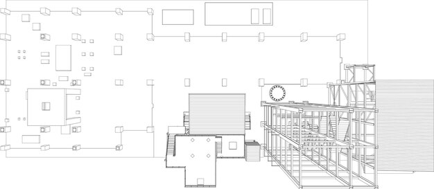 Vecteur illustration 3d d'un bâtiment industriel