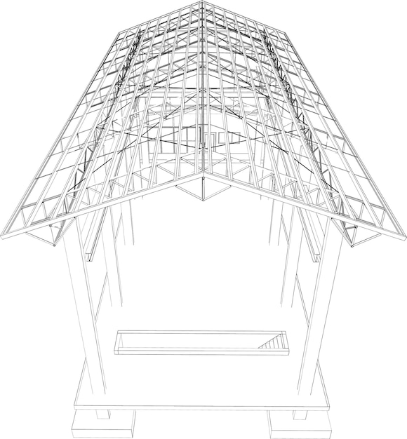 Vecteur illustration 3d d'un bâtiment industriel