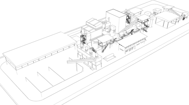 Illustration 3D d'un bâtiment industriel