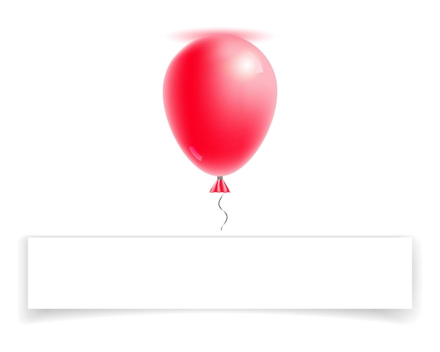 Illustration 3d blanc blanc bannière de félicitations et un ballon rouge vif