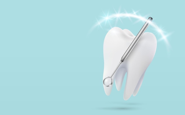 Illustration 3D d'une dent blanche une dent saine brillante bouclier autour de la dent blanche protection des soins dentaires et blanchiment illustration vectorielle