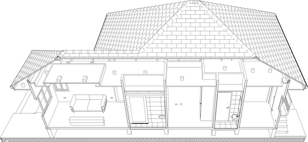 Vecteur illustration 3d du projet de construction