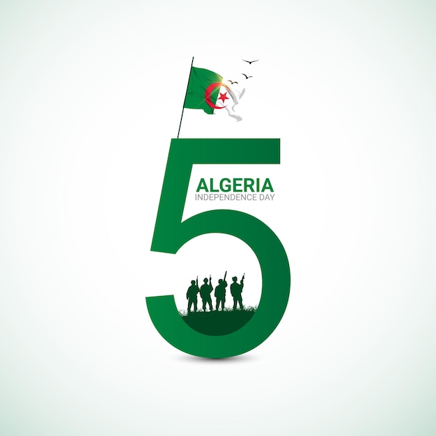 Vecteur illustration 3d de la fête de l'indépendance de l'algérie