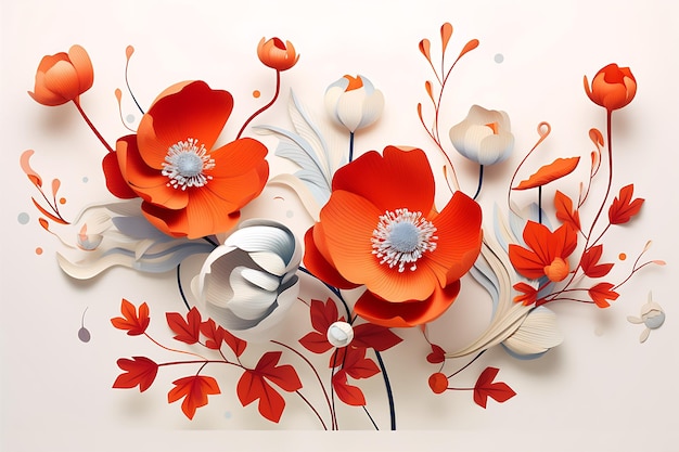 Illustration 3D Des fleurs et des plantes