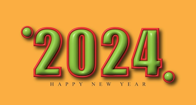 Illustration 3D de l'heureuse nouvelle année 2024