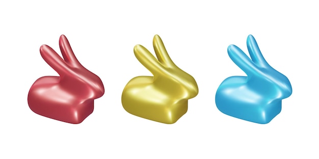 Illustration 3D de lapins de Pâques modernes.