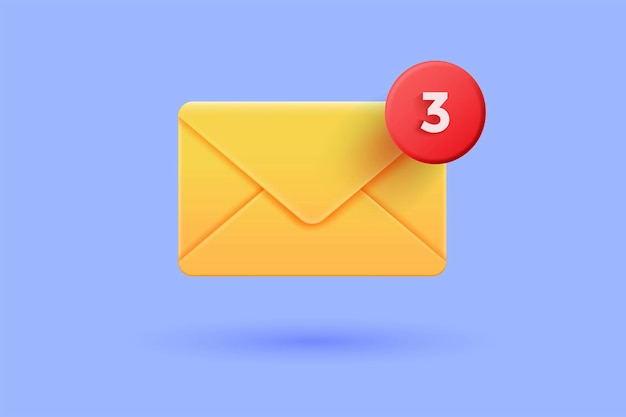 Illustration 3d moderne du concept de notification par e-mail