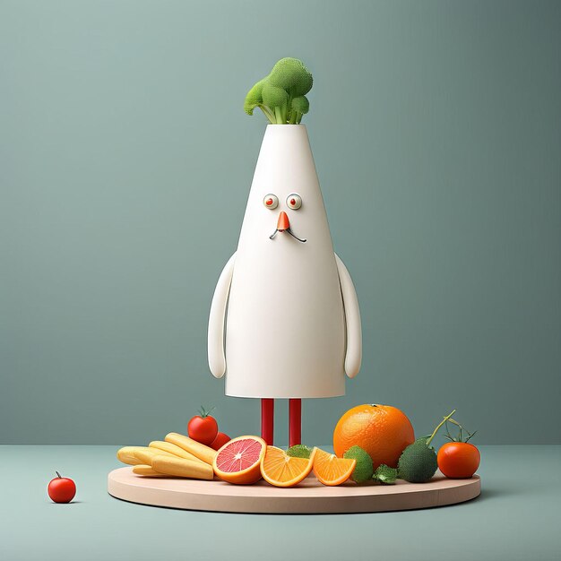 Vecteur illustration en 3d d'un personnage de dessin animé mignon