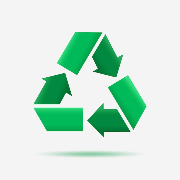 Illustration 3D réaliste du symbole et de l'icône du signe de recyclage