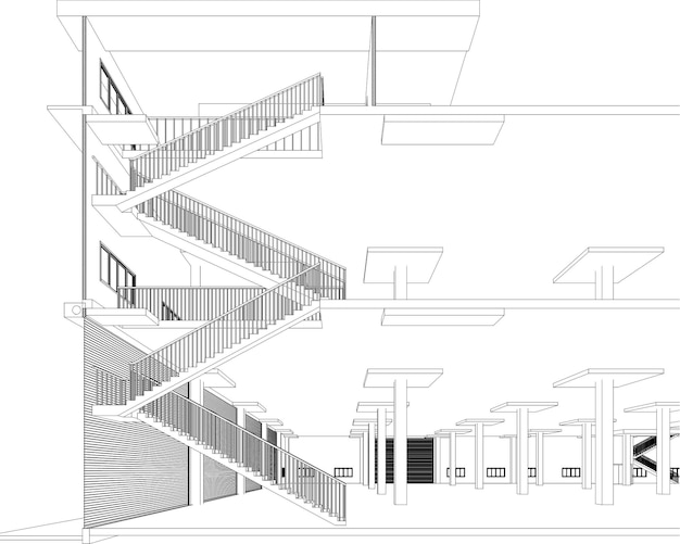 Vecteur illustration 3d de la structure du bâtiment