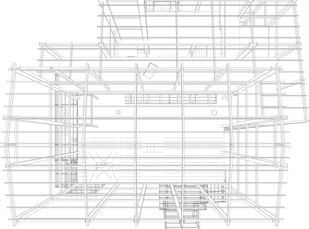 Vecteur illustration 3d de la structure du bâtiment