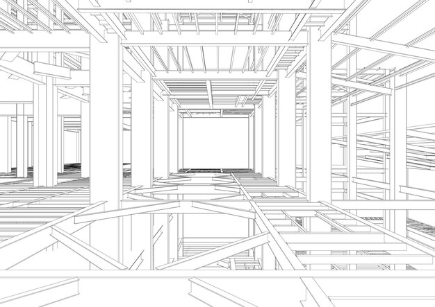 Vecteur illustration 3d de la structure du bâtiment