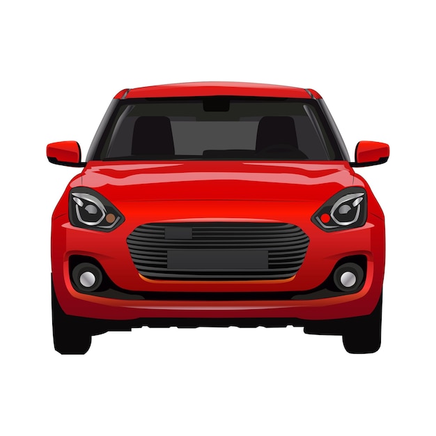 illustration 3D vectorielle réaliste voiture rouge avec gradients et vue avant C