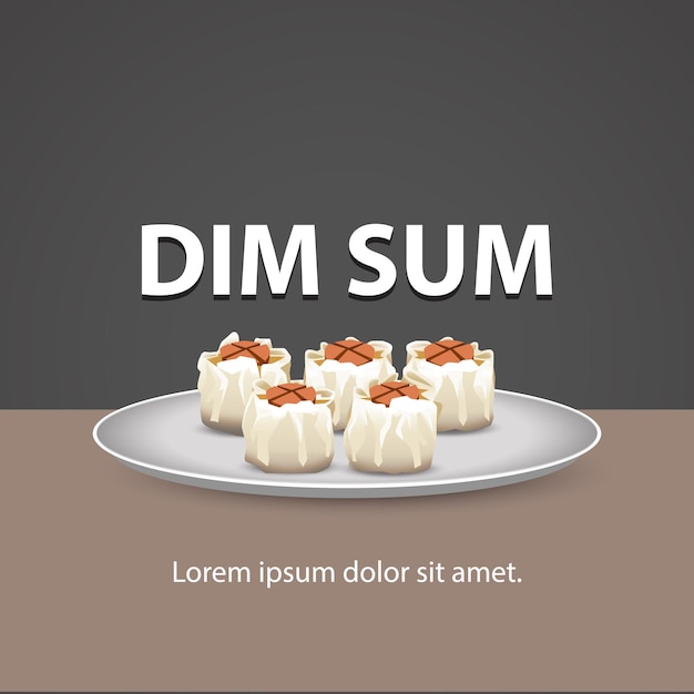 Vecteur illustration de 5 saucisses de boeuf siomay dimsum sur une assiette