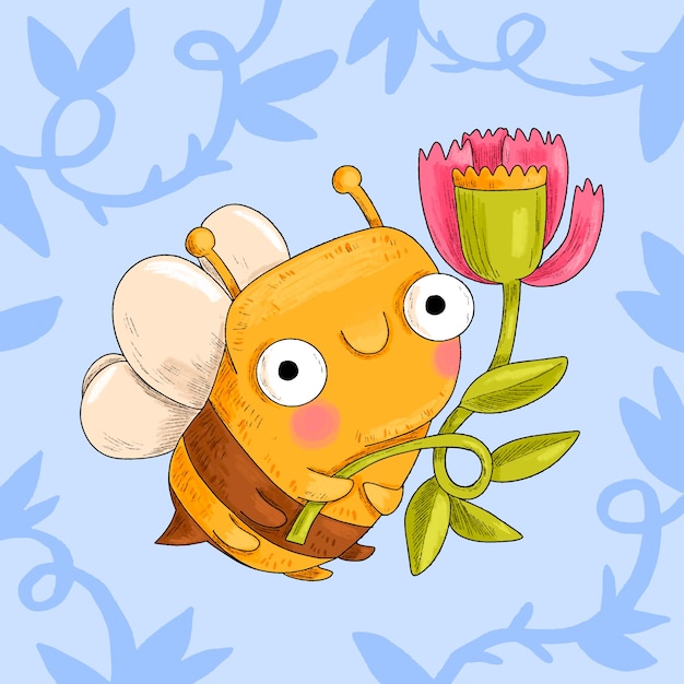 Illustration D'abeille De Dessin Animé Dessiné à La Main