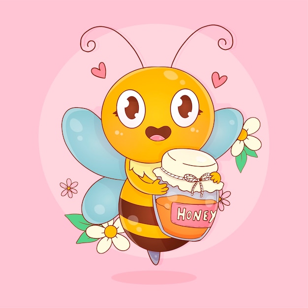 Illustration D'abeille De Dessin Animé Dessiné à La Main