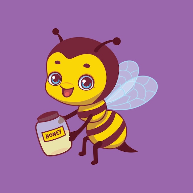 Illustration D'une Abeille De Dessin Animé Sur Fond Coloré