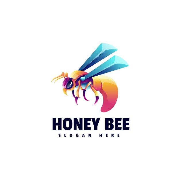 Vecteur l'illustration de l'abeille à miel logo coloré