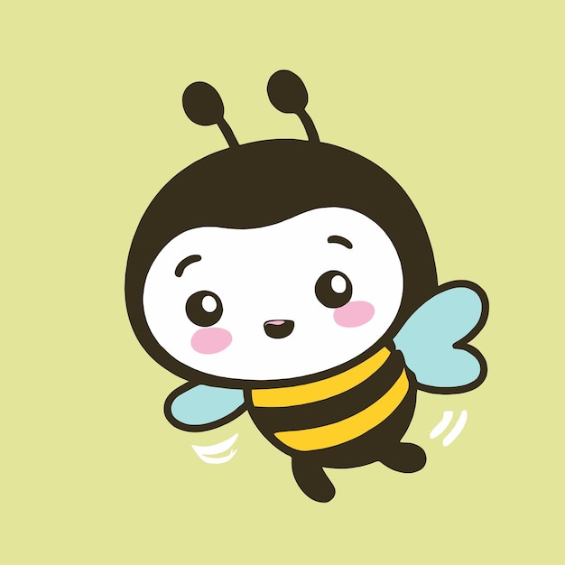 Illustration d'abeille mignonne Style de dessin vectoriel chibi d'abeille kawaii Dessin animé d'abeille