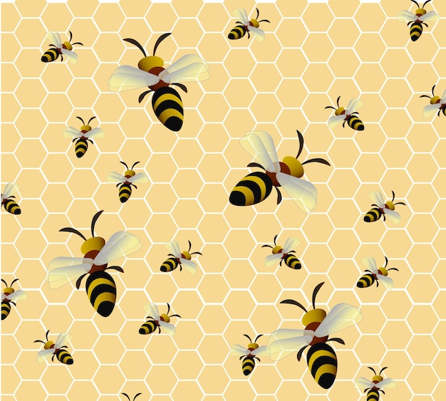 Vecteur illustration d'abeilles ramassant du miel