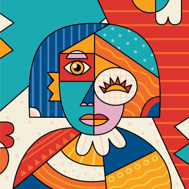 Illustration abstraite dessinée à la main dans le style de Picasso