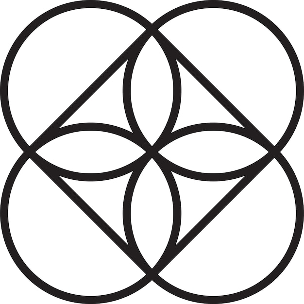 Vecteur illustration abstraite du logo de la fleur à quatre pétales dans un style branché et minimal