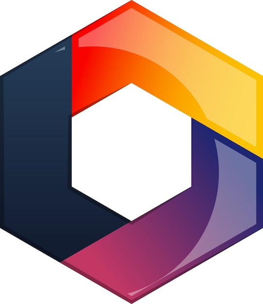 Illustration abstraite du logo hexagone et cercle dans un style branché et minimaliste