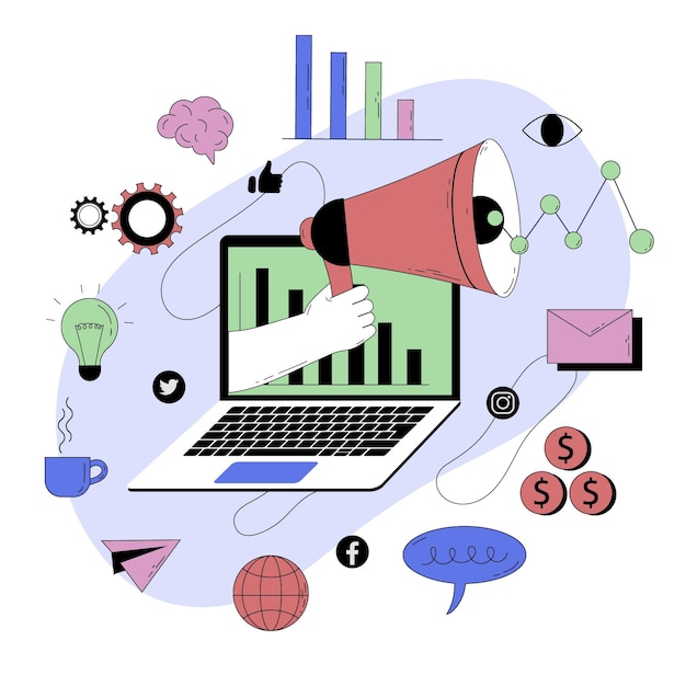 Illustration abstraite du marketing numérique