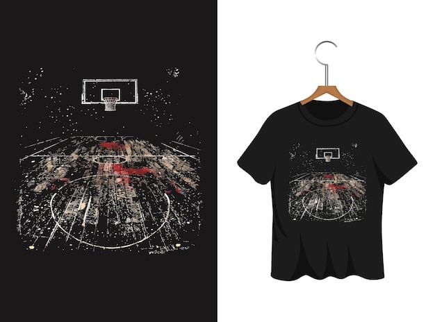 Vecteur illustration abstraite du terrain de basket-ball dessin de t-shirt œuvre d'art