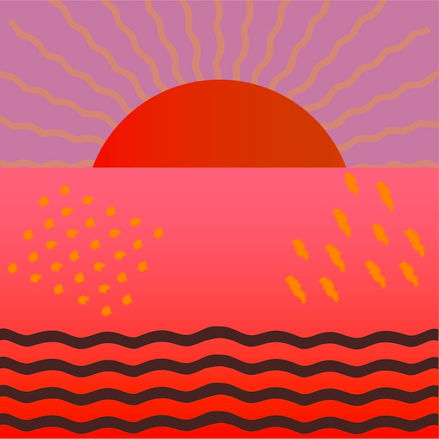 Illustration Abstraite De Lever De Soleil Tropical