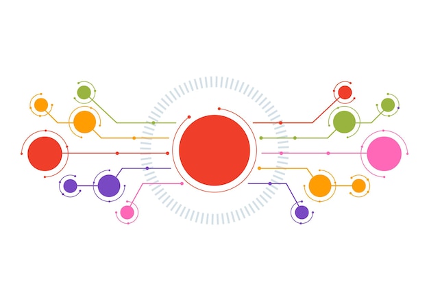 Vecteur illustration abstraite de réseau social avec des formes de cercles polygonaux et des points ou des lignes de connexion