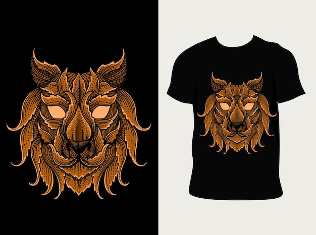 Illustration Abstraite De Tête De Tigre Avec Conception De T-shirt