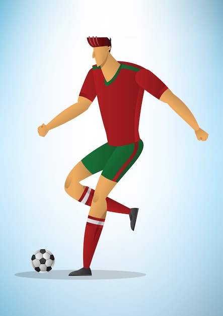 Illustration De L'action Du Joueur De Football Botter Le Ballon.