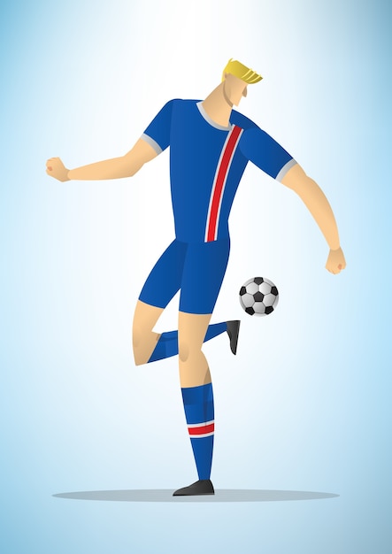 Illustration De L'action Du Joueur De Football Botter Le Ballon.