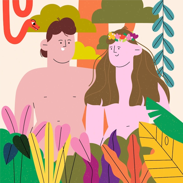 Illustration d'Adam et Ève dessinée à la main